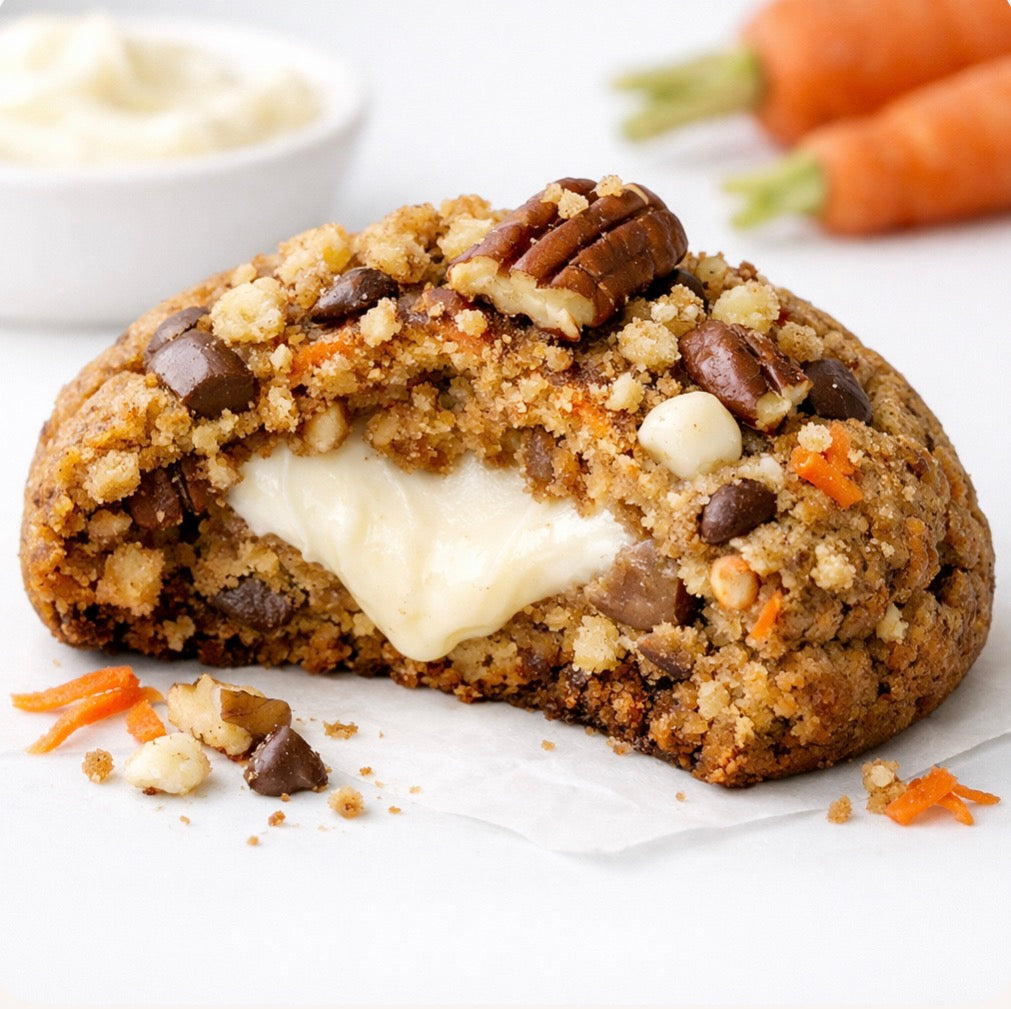 Carrot Cake Cream Cheese Stuffed Cookie