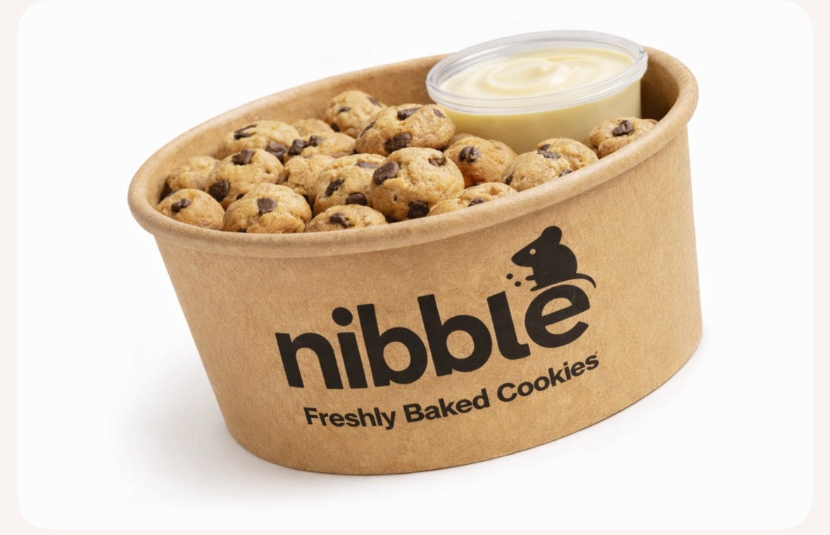 Chocolate Chip Cookie Bites with White Chocolate Dipping Sauce